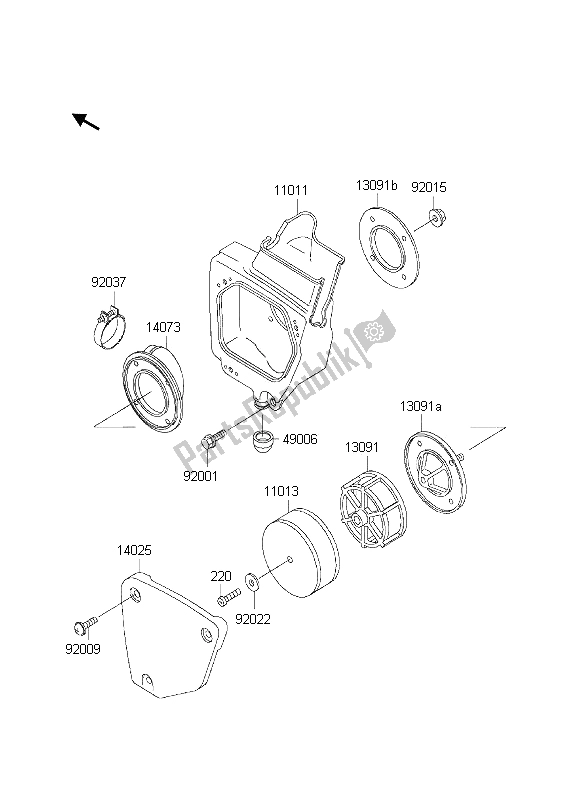 All parts for the Air Cleaner of the Kawasaki KX 60 2002