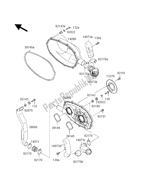 Tutte le parti per il Coperchio Del Convertitore E Cinghia Di Trasmissione del Kawasaki KVF 300 Prairie 4X4 2002