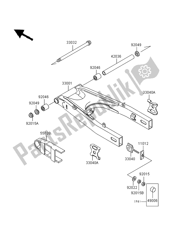 Toutes les pièces pour le Bras Oscillant du Kawasaki GPZ 500S 1997