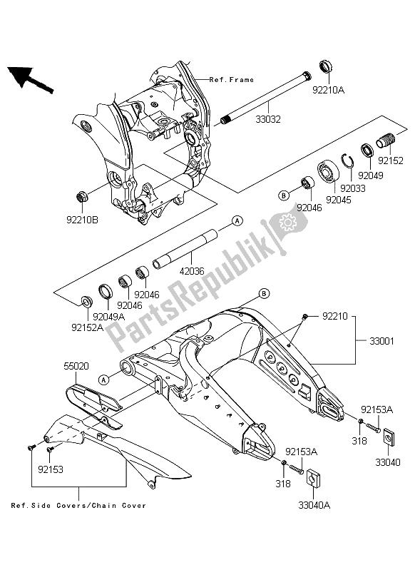 Todas as partes de Braço Oscilante do Kawasaki Ninja ZX 10R 1000 2008