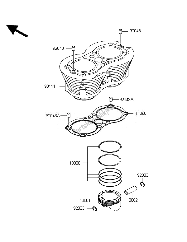 Toutes les pièces pour le Cylindre Et Piston du Kawasaki W 800 2011