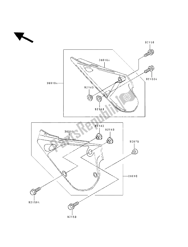 Tutte le parti per il Coperchio Laterale del Kawasaki KX 80 SW LW 1991