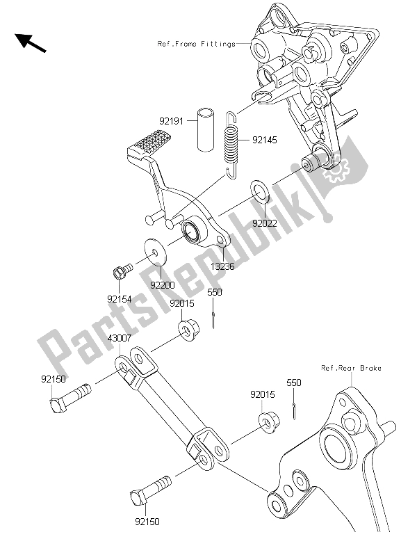 All parts for the Brake Pedal of the Kawasaki Z 1000 SX ABS 2015