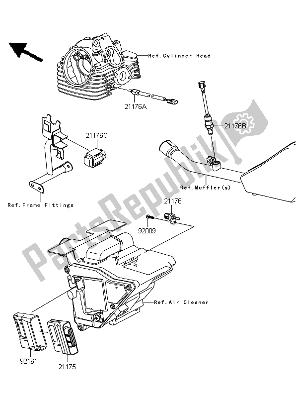 All parts for the Fuel Injection of the Kawasaki D Tracker 125 2010