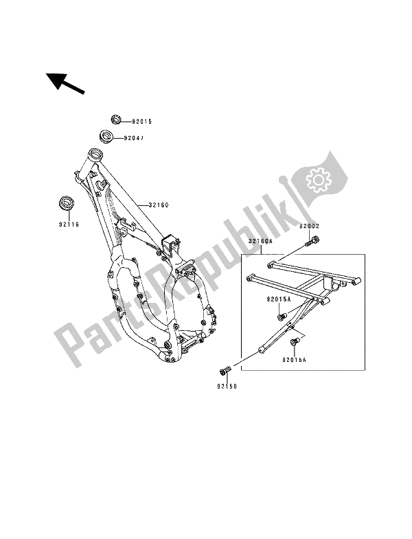 Alle onderdelen voor de Kader van de Kawasaki KX 500 1993