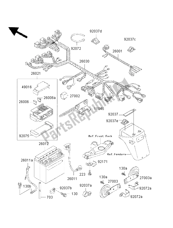 Todas las partes para Equipo Eléctrico Del Chasis de Kawasaki GPZ 500S 2002