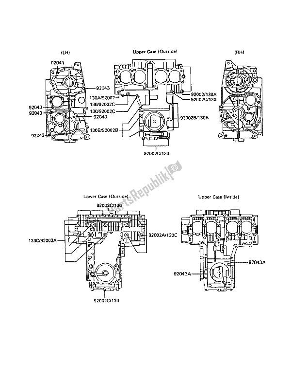 All parts for the Crankcase Bolt Pattern of the Kawasaki GT 550 1986