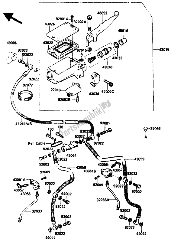 Todas las partes para Cilindro Maestro Delantero de Kawasaki GPZ 750R 1985