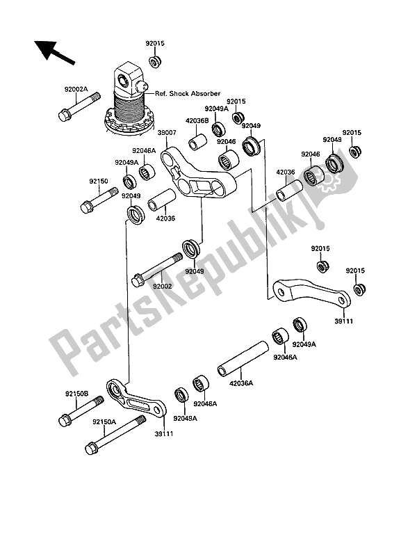 Tutte le parti per il Sospensione del Kawasaki KR 1 2 250 1989