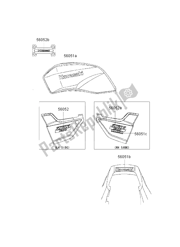 Tutte le parti per il Decalcomanie del Kawasaki ZRX 1200 2003