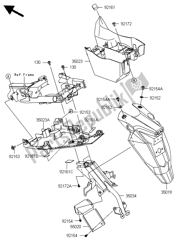 Toutes les pièces pour le Garde-boue Arrière du Kawasaki ER 6F 650 2012