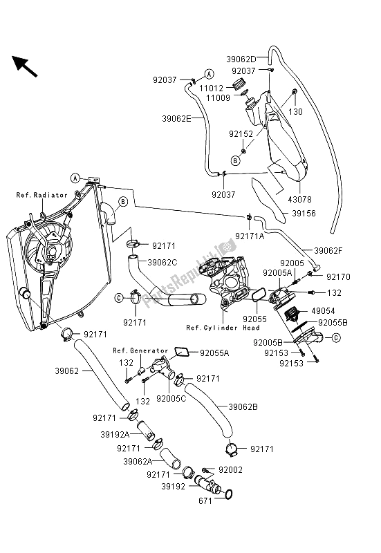 All parts for the Water Pipe of the Kawasaki Ninja ZX 10R 1000 2013