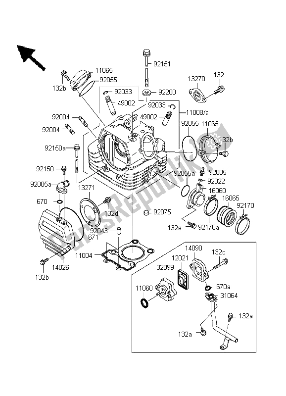 Todas las partes para Cabeza De Cilindro de Kawasaki Eliminator 125 1999