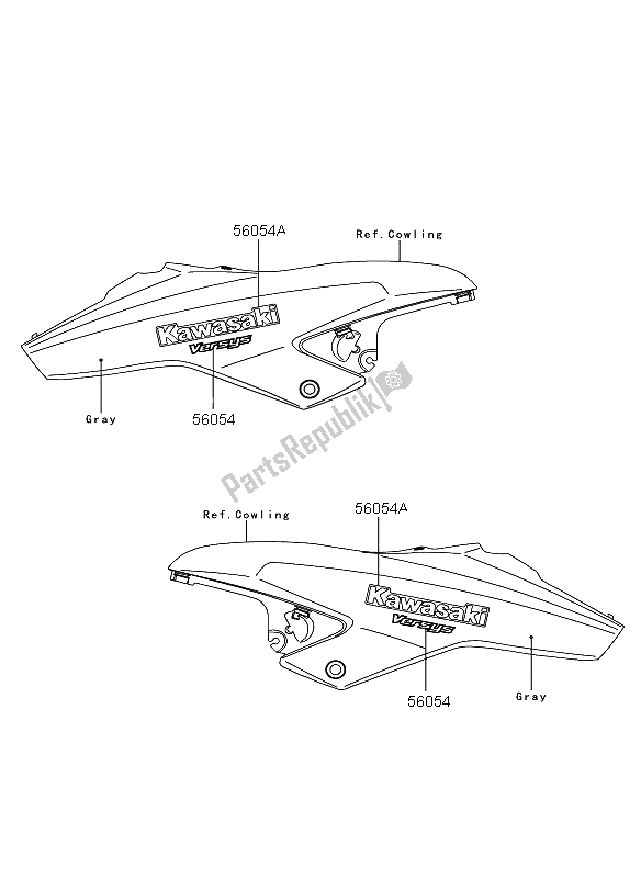 Tutte le parti per il Decalcomanie (grigio) del Kawasaki Versys 650 2013