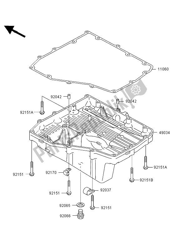 Todas las partes para Colector De Aceite de Kawasaki Ninja ZX 12R 1200 2002