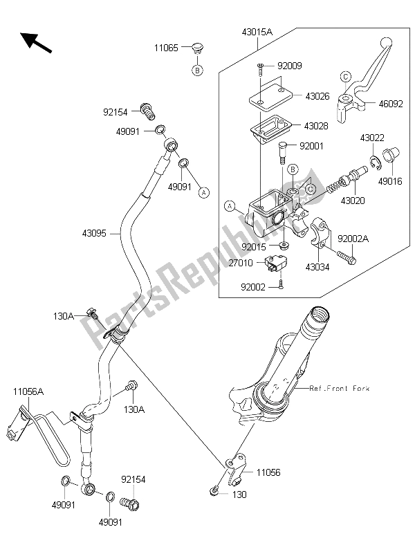 Todas las partes para Cilindro Maestro Delantero de Kawasaki Ninja 300 2015