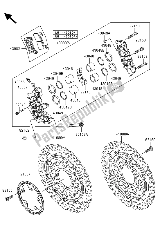 All parts for the Front Brake of the Kawasaki Ninja ZX 10R ABS 1000 2013