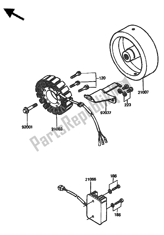 Todas as partes de Gerador do Kawasaki GPZ 1100 1985