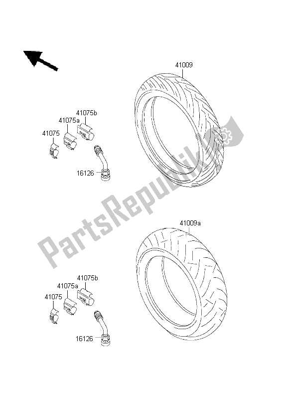 Tutte le parti per il Pneumatici del Kawasaki Ninja ZX 12R 1200 2001