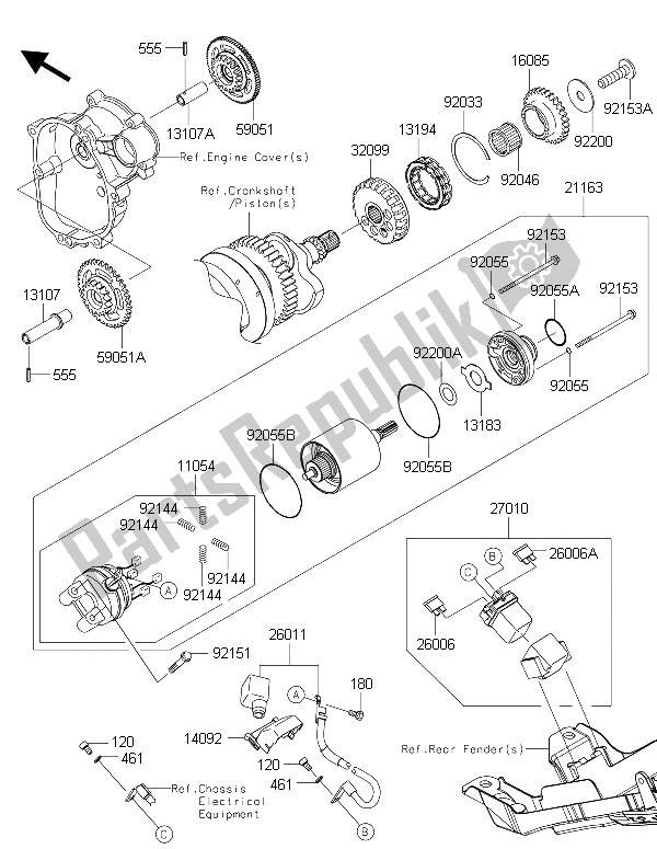 All parts for the Starter Motor of the Kawasaki Ninja ZX 6R 600 2015
