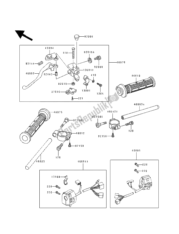 Todas las partes para Manillar de Kawasaki ZXR 400 1991