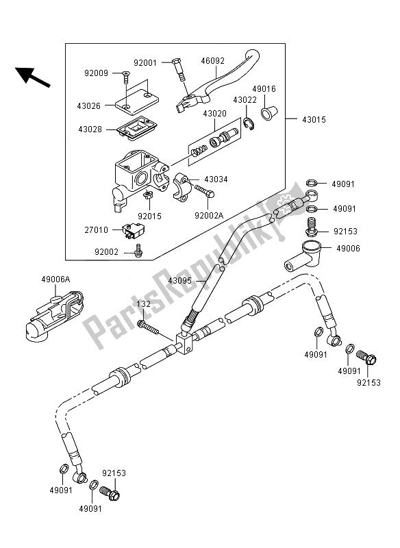 Tutte le parti per il Pompa Freno Anteriore del Kawasaki KVF 360 4X4 2010