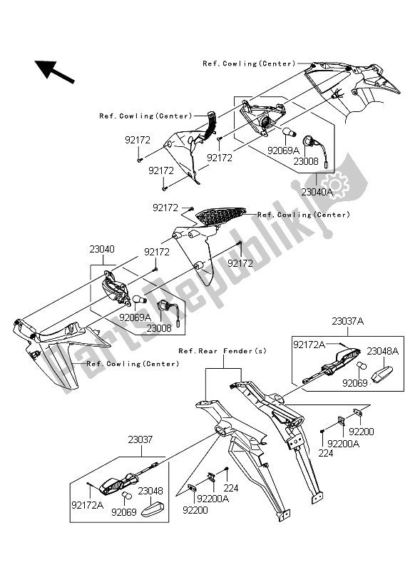 Tutte le parti per il Indicatori Di Direzione del Kawasaki Z 1000 2012