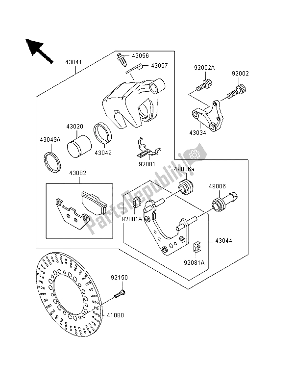 All parts for the Rear Brake of the Kawasaki VN 1500 Classic 1999