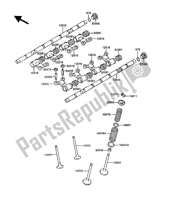 All parts for the Valve(s) of the Kawasaki GPZ 900R 1987