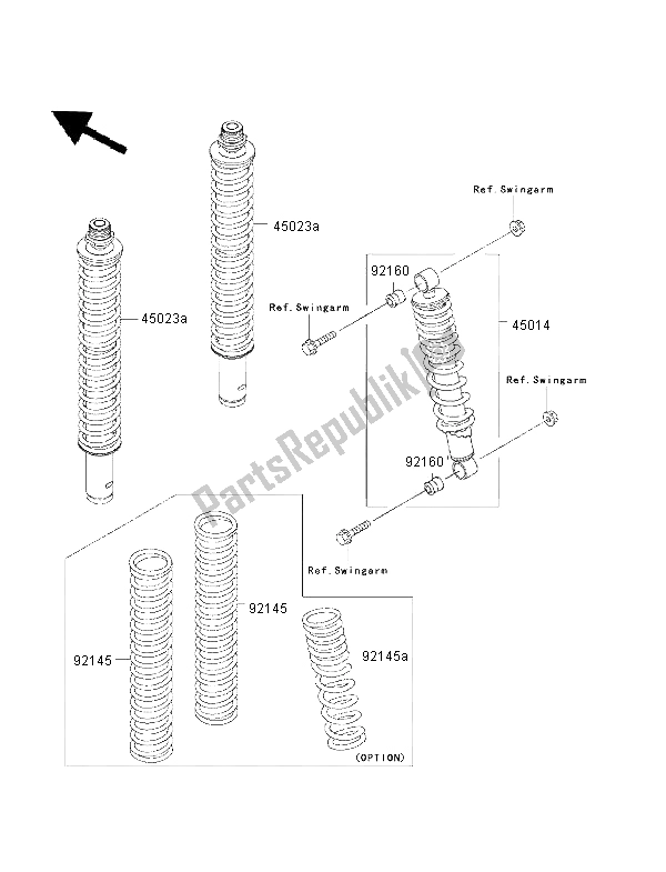 All parts for the Shock Absorber of the Kawasaki KVF 400 2002