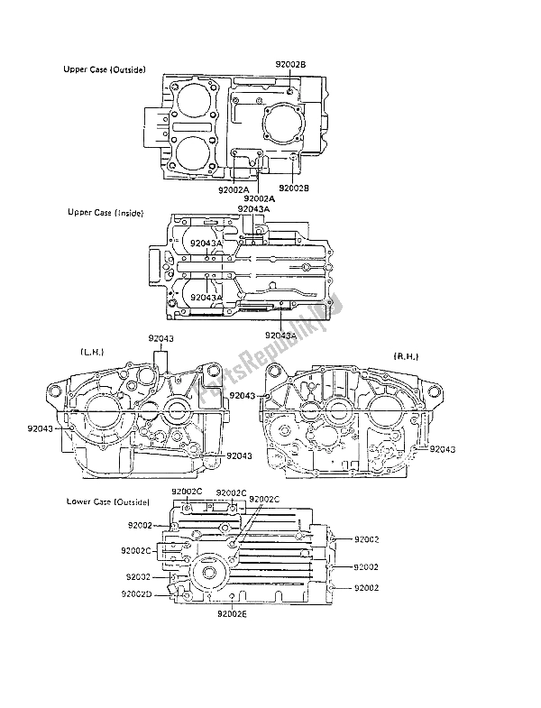 Tutte le parti per il Modello Del Bullone Del Basamento del Kawasaki GPZ 305 Belt Drive 1985