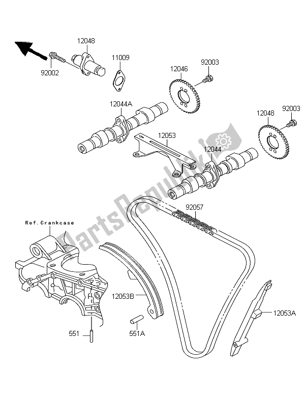 All parts for the Camshaft & Tensioner of the Kawasaki KLE 500 2006