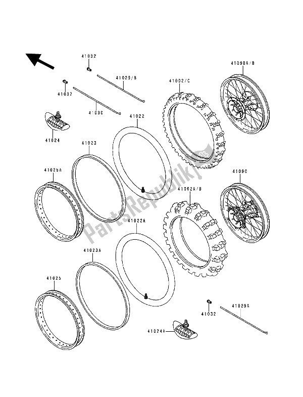 All parts for the Tire of the Kawasaki KDX 200 1993