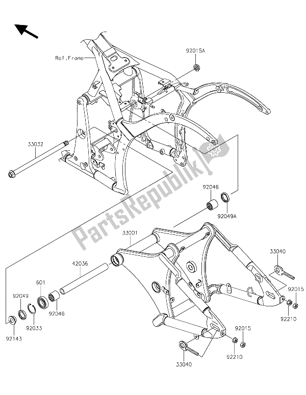 All parts for the Swingarm of the Kawasaki Vulcan 900 Classic 2015