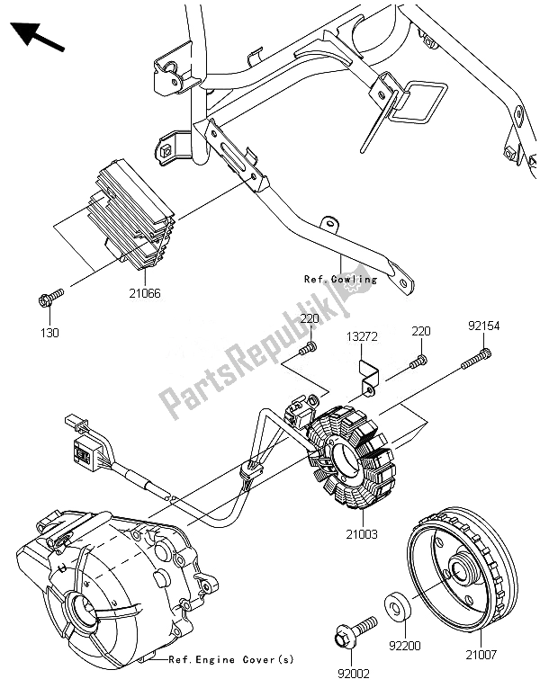 All parts for the Generator of the Kawasaki Ninja 300 2014