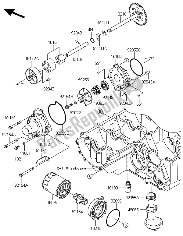 All parts for the Oil Pump of the Kawasaki Z 800 2014