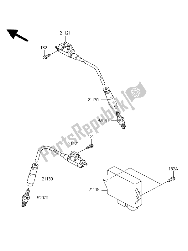 All parts for the Ignition System of the Kawasaki KFX 700 KSV 700A6F 2006