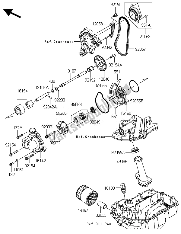 All parts for the Oil Pump of the Kawasaki Ninja ZX 10R ABS 1000 2014