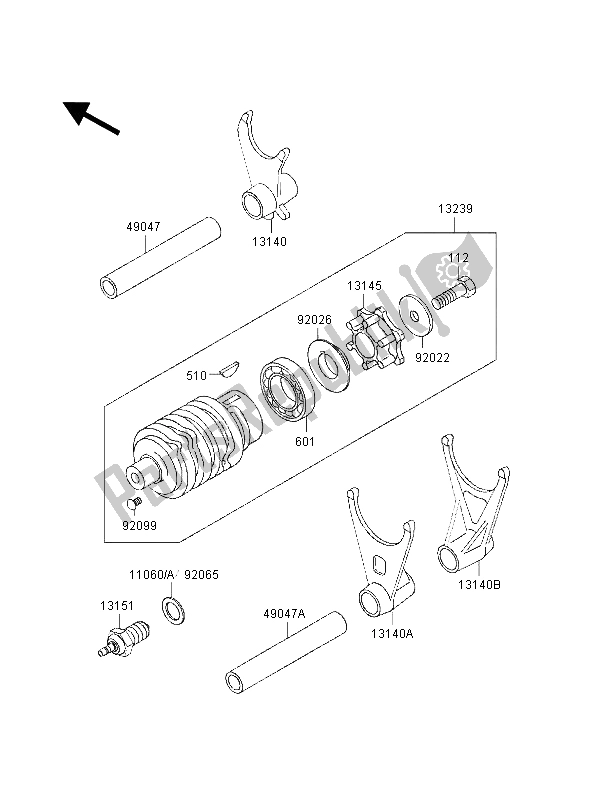 All parts for the Gear Change Drum & Shift Fork of the Kawasaki ZZ R 600 1998
