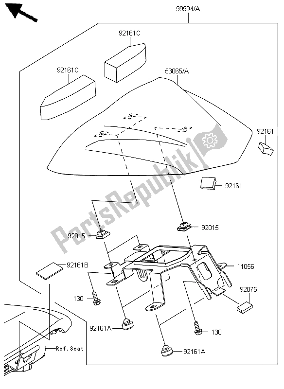 All parts for the Accessory (single Seat Cover) of the Kawasaki ER 6F ABS 650 2012