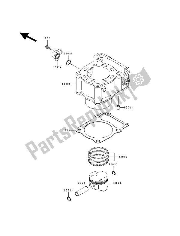 All parts for the Cylinder & Piston(s) of the Kawasaki KLX 250 1993