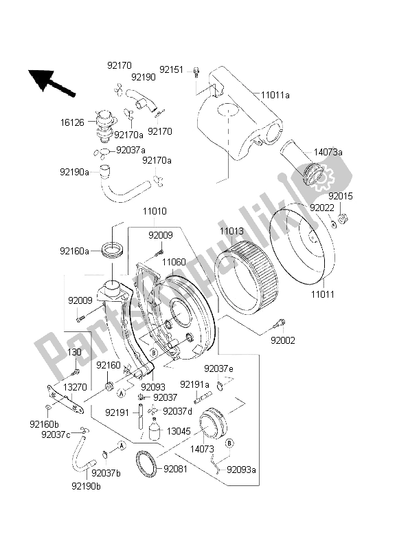 All parts for the Air Cleaner of the Kawasaki VN 800 Classic 2001