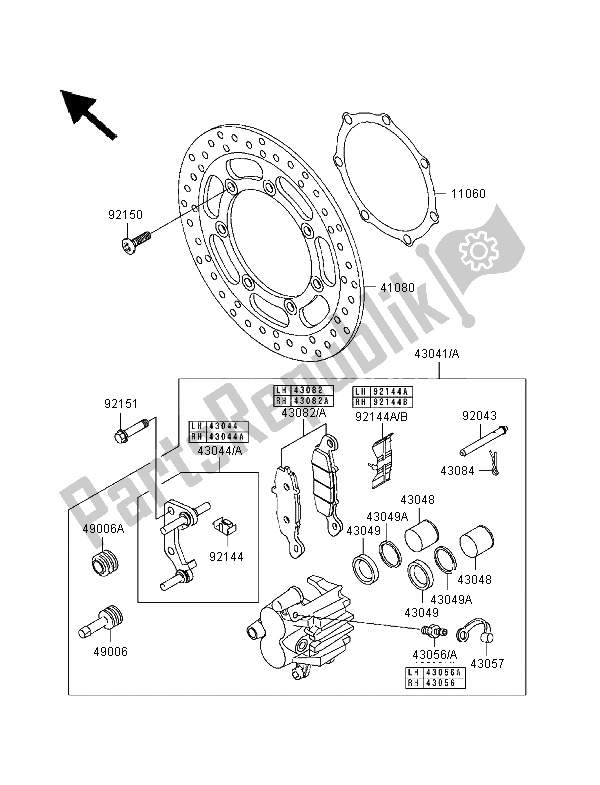 Toutes les pièces pour le Frein Avant du Kawasaki VN 1500 Classic Tourer FI 2000