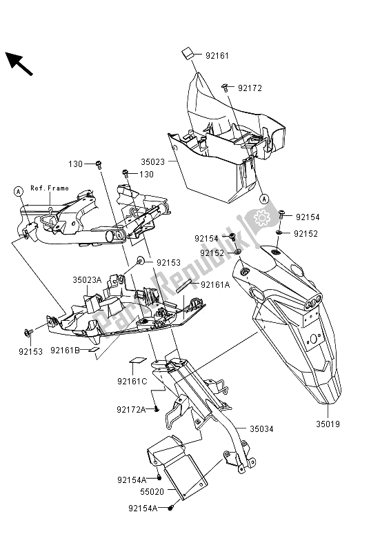 All parts for the Rear Fender(s) of the Kawasaki ER 6N 650 2013