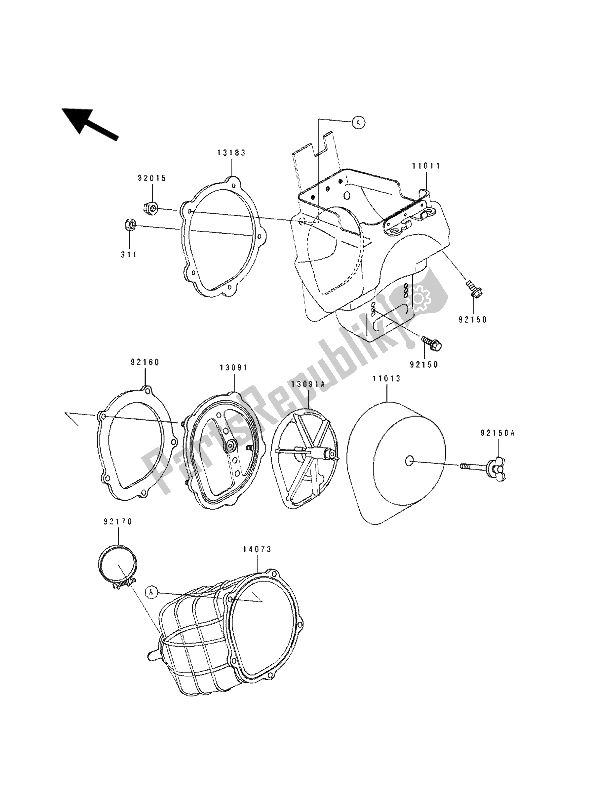 All parts for the Air Filter of the Kawasaki KX 125 1992