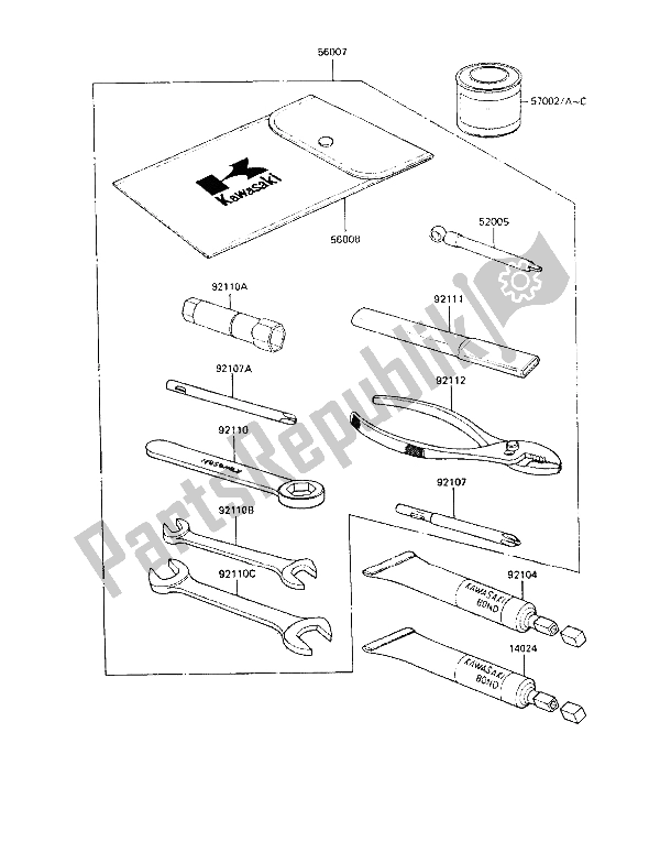 All parts for the Owners Tools of the Kawasaki GPZ 600R 1989
