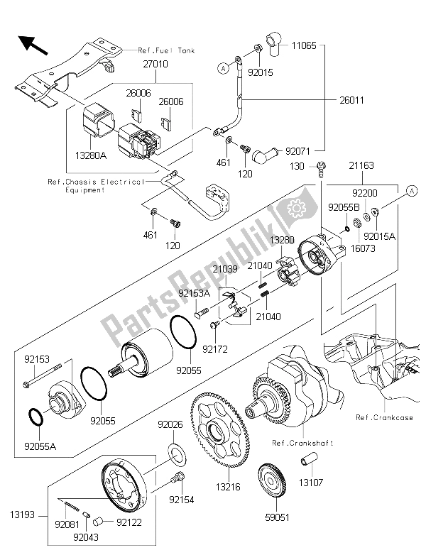 All parts for the Starter Motor of the Kawasaki Ninja 300 2015