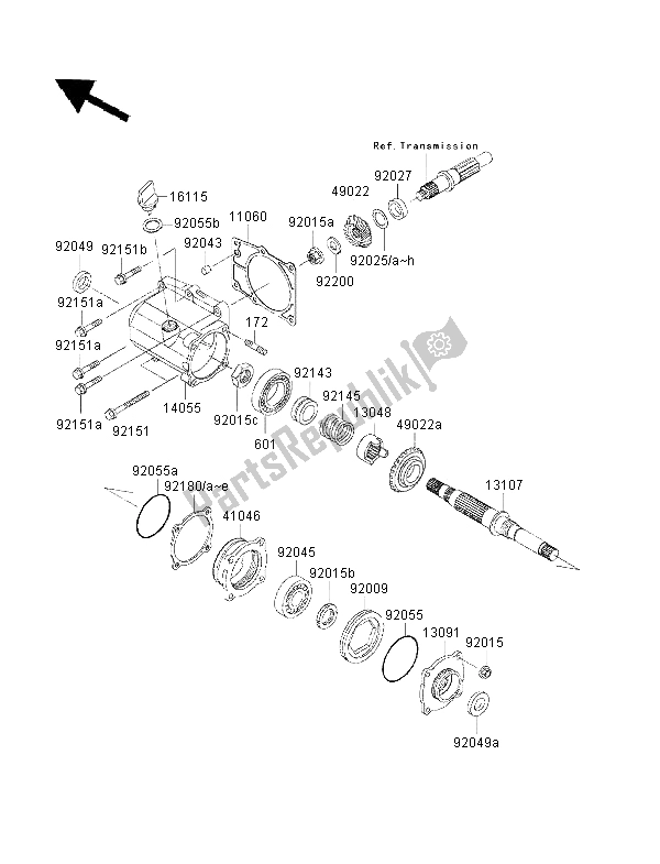 Todas las partes para Engranaje Cónico Delantero de Kawasaki KVF 400 2000