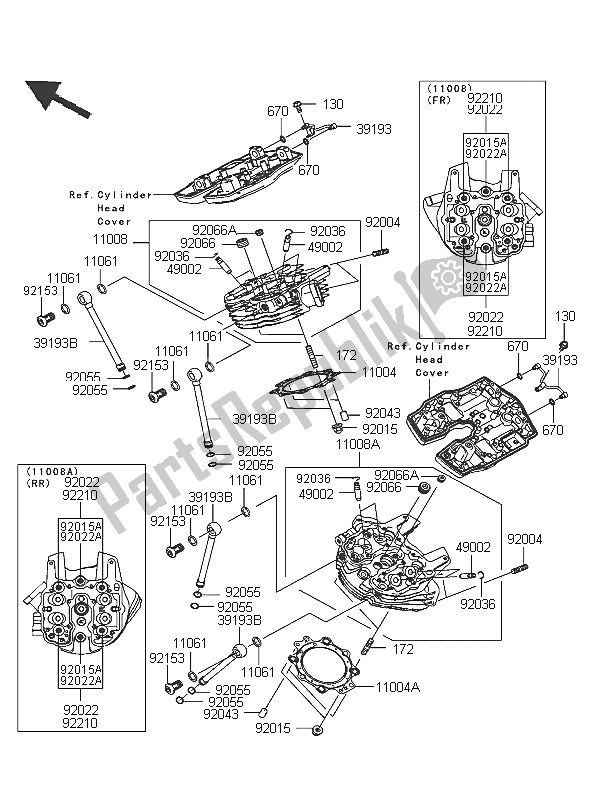 Wszystkie części do G? Owica Cylindra Kawasaki VN 2000 2005