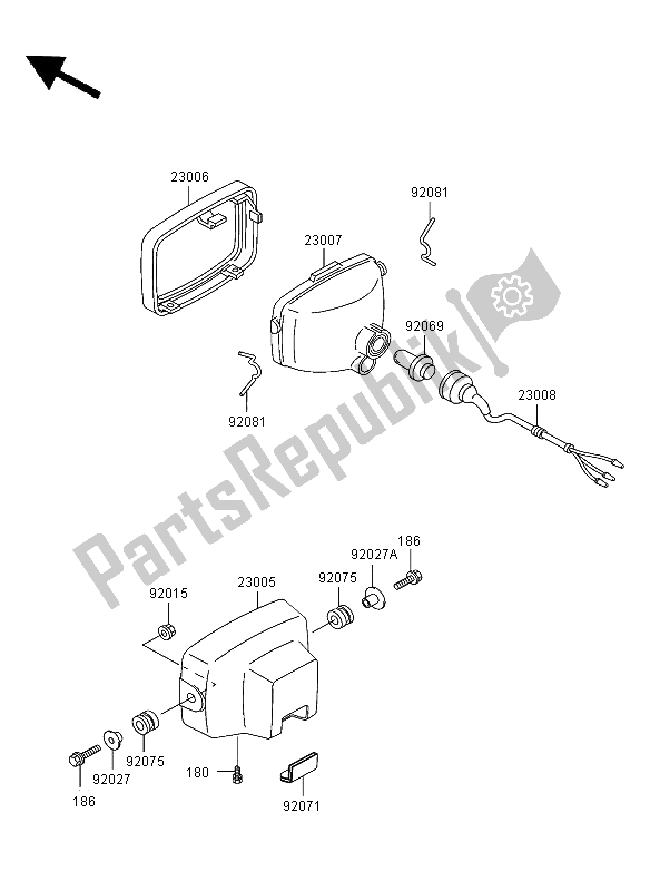 Tutte le parti per il Faro del Kawasaki KLF 300 2004